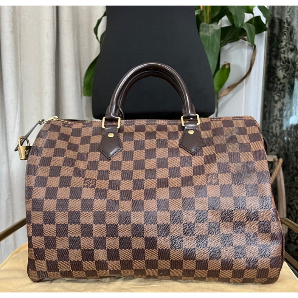👛  AUTHENTIC LOUIS VUITTON DAMIER EBENE SPEEDY 30 - Picture 4 of 17
